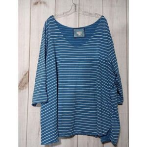 Avenue Shirt Ladies 30 Blue Striped 3/4 Sleeve‎